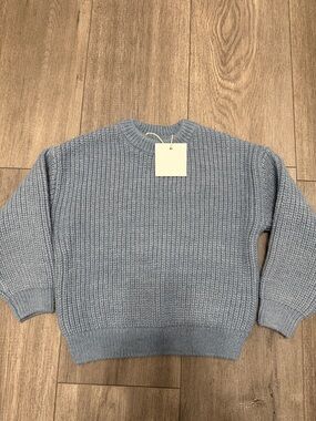 Zara Pale Blue Ribbed Crewneck Sweater